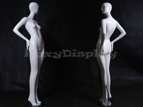 Female Fiberglass Glossy White Mannequin Eye Catching Abstract Style #MD-XD04W