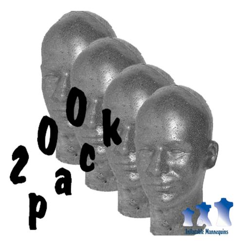 Male Head, Styrofoam Graphite; 200-Pack
