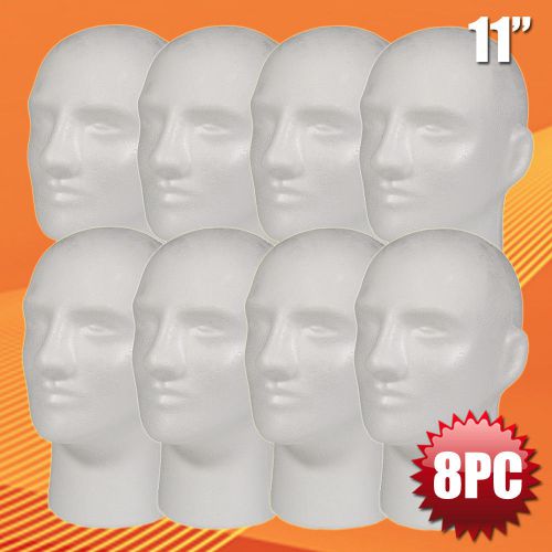 New male styrofoam foam mannequin manikin head 11&#034; wig display hat glasses 8pc for sale