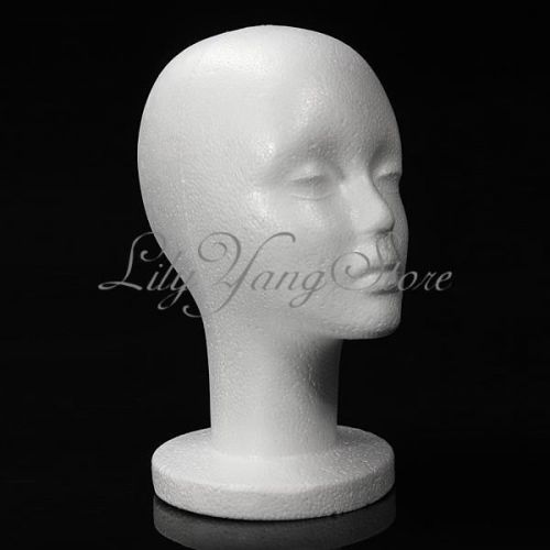 Styrofoam Foam Manikin Head Model Wig Hair Glasses Hat Mannequin Stand Display