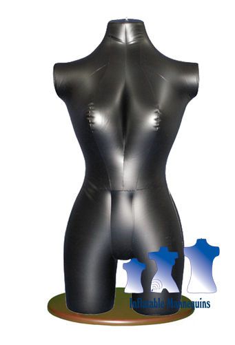 Inflatable Female Torso 3/4, Black and Wood Table Top Stand