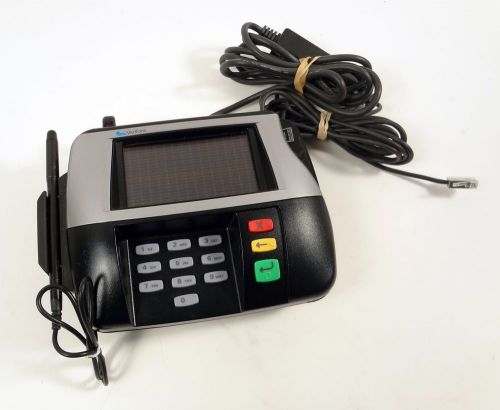 As-is verifone mx860 (m090-407-01-rb) credit card reader w/pen, data cable for sale