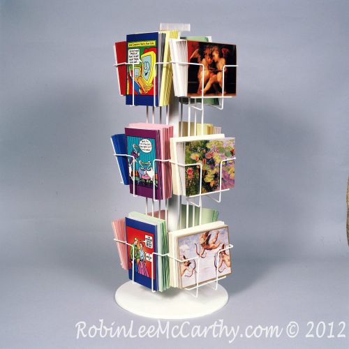 New 12 pkt combo 5x7 greeting card display rack low price! white carousel metal for sale