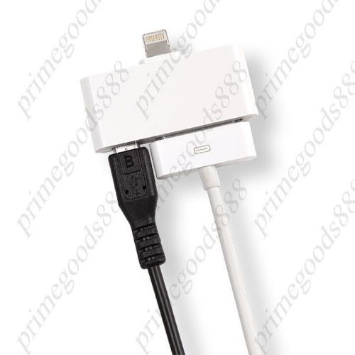 2 in 1 30 pin Dock Connector Micro USB to 8pin Lightning Adapter White Charger