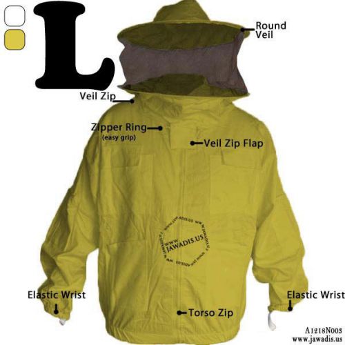 Yellow Beekeeping Sheriff Style Jacket Removable Veil Beekeeper Bee Jacket [L]