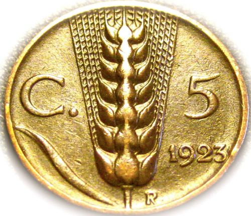 Italy - Italian 1923R 5 Centesimi Coin - Great Coin - RARE