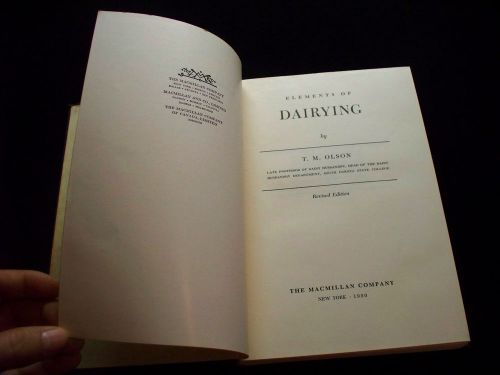 eLEMENTS OF DAIRYING 1950 OLSON PRACTICAL GUIDE VINTAGE BOOK CATTLE COW HEIFER