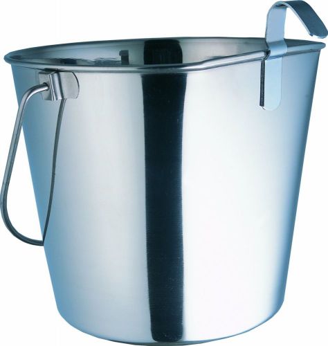 Indipets heavy duty flat sided stainless steel feed pail bucket barn stable pet for sale