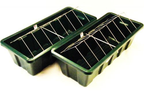COMBO 18&#034; FOREST GREEN MANUAL CHICKEN TROUGH WATERER &amp; FEEDER POULTRY COOP