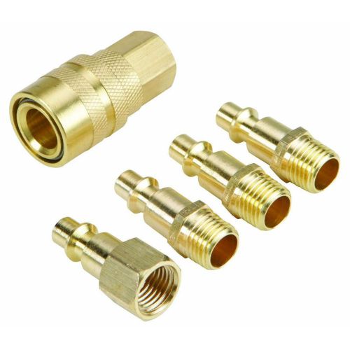 #5067  NIB  5 pc Brass Quick Connection Set Air Hose Couplers Mechanic Tool Plug