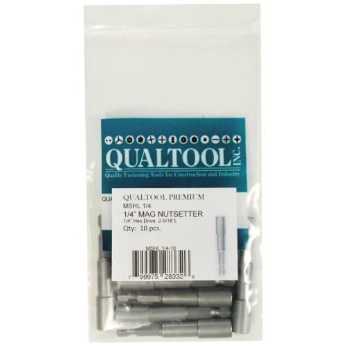 Qualtool Premium MSHL1/4-10 Magnetic 1/4-Inch Hex Long Nutsetter, 10-Pack New