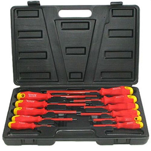 Silverline Fully Insulated SG Screwdriver Set 11 PIECE Slotted Phillips + CASE