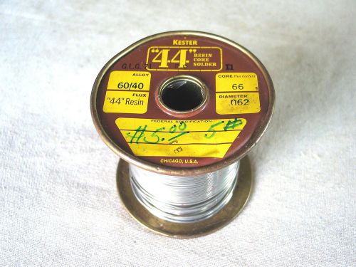 Vintage kester &#034;44&#034; resin core solder 60/40 alloy .062 dia. 66 core 2lb 12.6 oz for sale