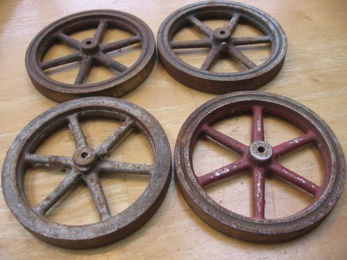4 antique cast iron caster cart wheels, steam engine wheel, etc.... for sale