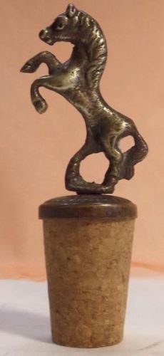Silver horse cork bottle top poss. sterling silver 1930&#039;s for sale