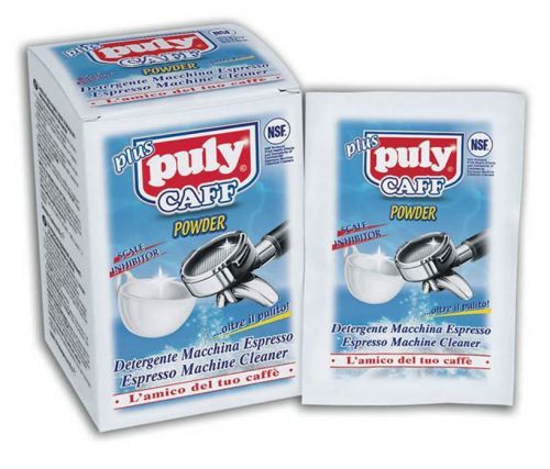 Puly caff plus espresso coffee machine cleaning powder box of 10 - 20 gr for sale
