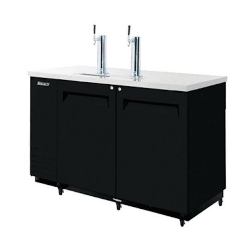 New turbo air black &amp; stainless steel 2 keg capacity beer dispenser - 60&#034;l !! for sale