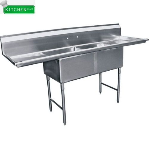 2 Compartment  Sink 24&#034; x 24&#034; w/ 2 Drainboards NSF