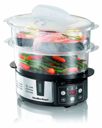 New 2 tier programmable electronic food steamer/cooker digital display fast ship for sale
