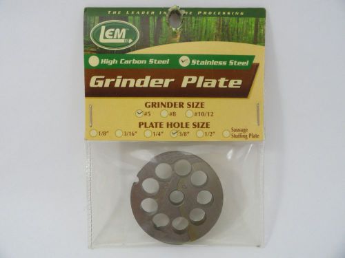 LEM #5 Stainless Steel Electric Meat Grinder Replacement Plate 10mm 3/8&#034; - New!