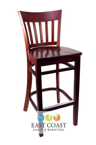 New gladiator mahogany vertical back wooden bar stool with mahogany seat for sale