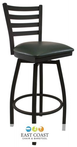 New gladiator commercial ladder back metal swivel bar stool w/ green vinyl seat for sale