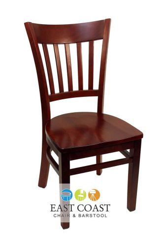 New Gladiator Mahogany Vertical Back Wooden Restaurant Chair with Mahogany Seat