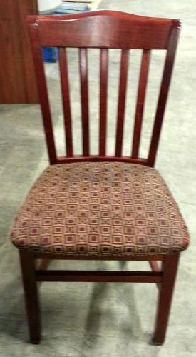 Maroon &amp; Beige Upholstered Mahogany Wood Restaurant Dining Chairs