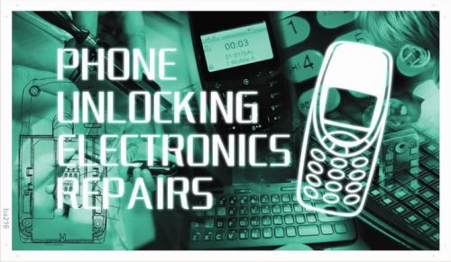 ba216 Phone Unlocking Electronics Repairs Banner Sign