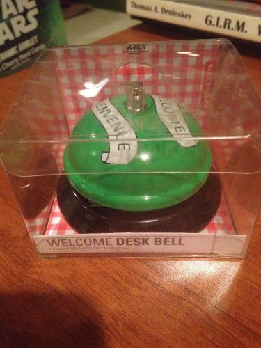 Desk Bell Welcome Hotel Motel Bienvenue Kikkerland Green Fun Ring NIB FREE SHIP