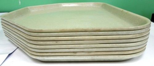 Lot of 8 Cambro Cam-Wear 6 Sided Cafeteria Lunch Tray 1418TRCW 18&#034; x 14&#034; Used