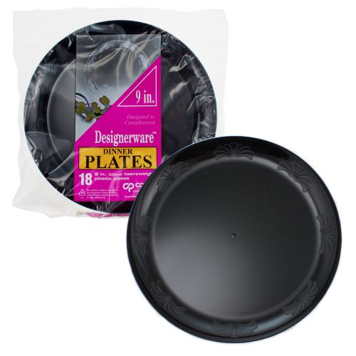 252 WNA 9&#034; Designerware Black Plastic Heavyweight Plates Salad Dinner Bulk Lot