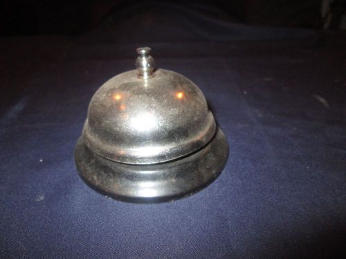 Vintage Silver &amp; Black Metal table bell restaurant bell ringer works 3 1/4 inch
