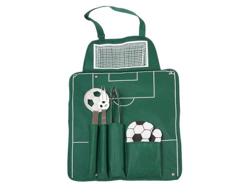 Brink Green Soccer Field Theme Apron with 3 BBQ Utensils &amp; Glove