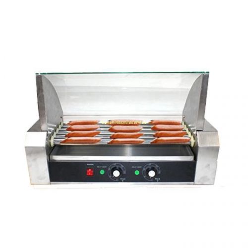 New 1000W COMMERCIAL 5 ROLL HOT DOG ROLLER WARMER MAKER MACHINE WITH COVER