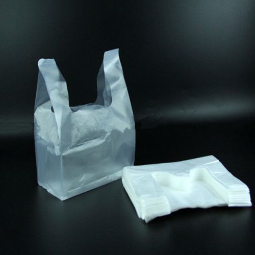 100x Strong White Vest Style Plastic Carrier Doggy Bags Kitchen 11.2&#034;*7.1&#034;*7.5&#039;&#039;