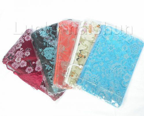 wholesale 5pcs silk pouch jewelry Zipper Bags 8X4&#034; j7482