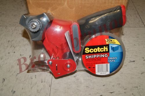 3M SCOTCH Heavy Duty Shipping Packing Tape Dispenser Gun w/ 1 Roll 1.88&#034; Tape