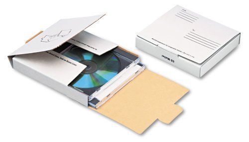 Quality Park Corrugated CD/DVD Mailer, 5 3/4 x 5 3/4, White, Recycled