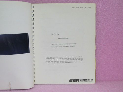 SSR Instruments Manual 1100 Series (1120, 1105) Photon Counting Sys. OPR/SVC/SCH
