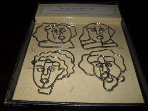 Decorative Metal Author Document Clips - Set of 4 - Wilde/Shakespeare/Austen