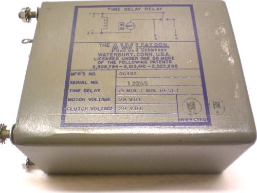 New Hermetically Sealed Military Timer, 15 Minutes, 28V DC,  A.W. HAYDON, USA