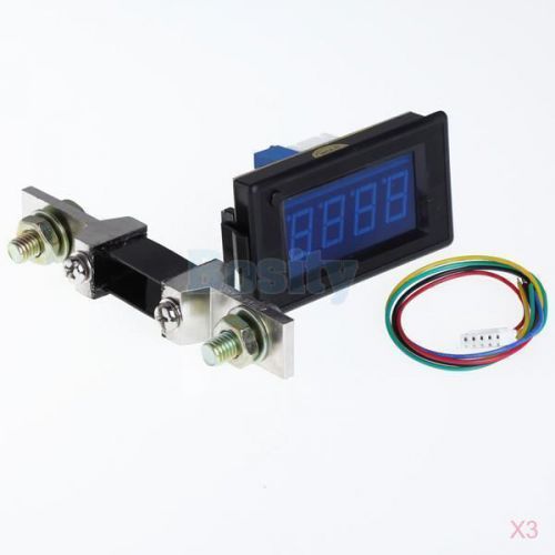3x 3 1/2 Digit DC 200V 200A Blue LED Counter Panel Amp Voltage Meter w/ Shunt