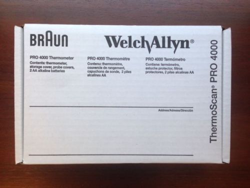 WELCH ALLYN PRO 4000 Thermoscan Ear Thermometer BRAUN #04000-200 Warranty NEW