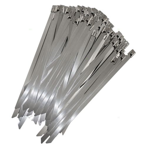 100 Pc Stainless Steel Metal Cable Zip Tie Strap Locking Exhaust Header Pipe 8&#034;