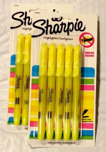 Lot of 10 (2 Packs of 5) SHARPIE YELLOW HIGHLIGHTERS - Chisel Tip, No Smears NEW