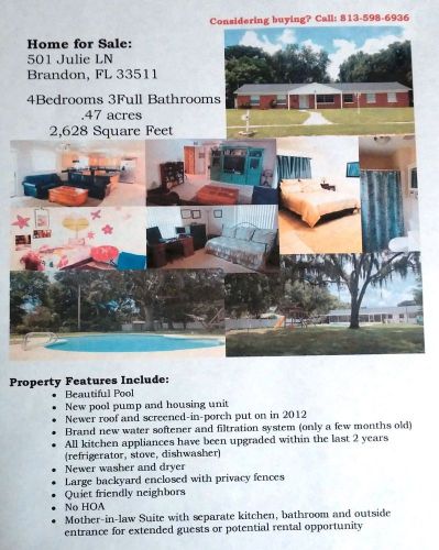 Brandon FL Pool Home for Sale