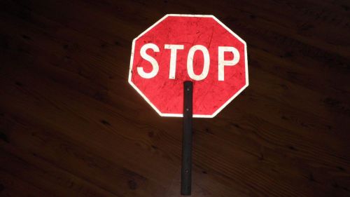 Stop / slow hand held sign~18&#034; x 18&#034;~pvc pipe handle 11&#034; for sale