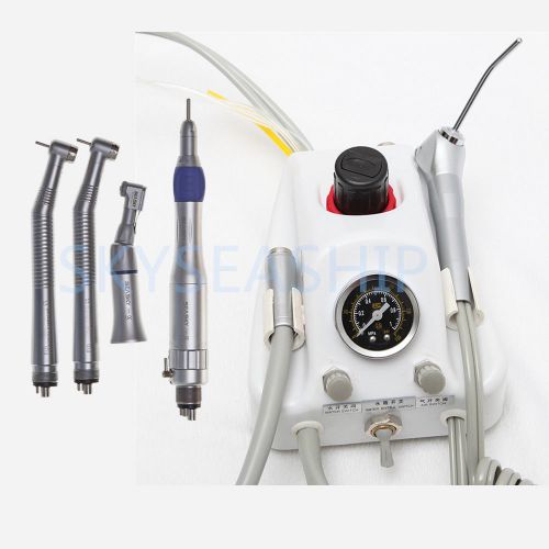 Dental portable turbine unit 3-way syringe + 5 pcs high low speed handpiece kit for sale