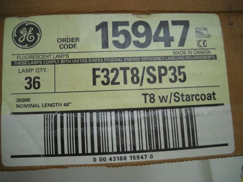 GE / GENERAL ELECTRIC F32T8 / SP35 FLUORESCENT BULBS / LAMPS (NEW BOX OF 36)